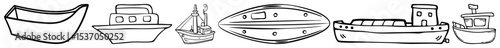 Vector Diverse vessel illustrations showcase nautical themes and unique ship designs.