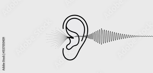 Human ear hearing sound waves illustration
