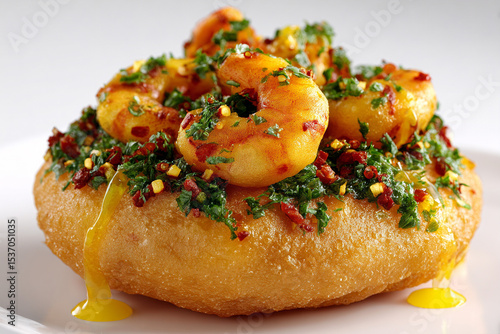 A photorealistic Brazilian acarajé with golden fried bean fritter