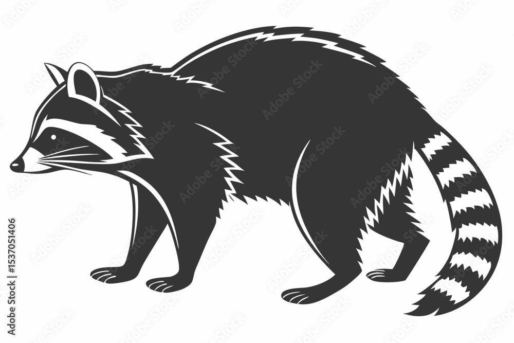 Fototapeta premium raccoon sihouette black vector