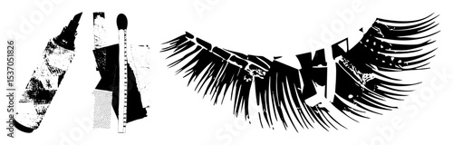 Vector Abstract palm frond and geometric shapes .