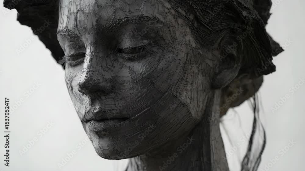 A black and white photo of a woman 's face A black and white photo of a woman 's face