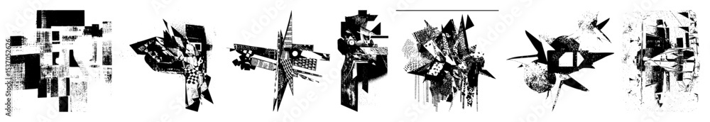 Obraz premium Vector Abstract geometric shapes create a dynamic fragmented composition.