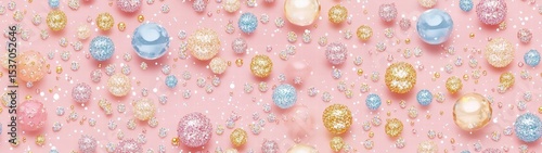 Pink Background with Sparkles in Gold and Silver Tones
