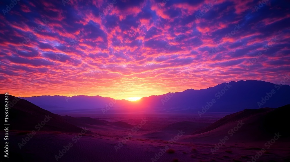 Fototapeta premium Vibrant Sunset over Desert Mountains Landscape