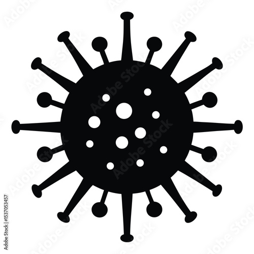 Black of a Round Virus Cell with Protrusions and Inner Spots