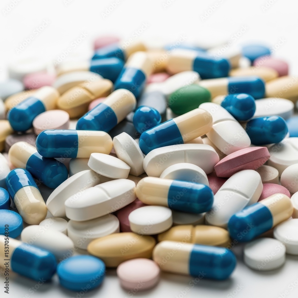 Pile of assorted pharmaceutical medicine pills, tablets and capsules Pile of assorted pharmaceutical medicine pills, tablets and capsules