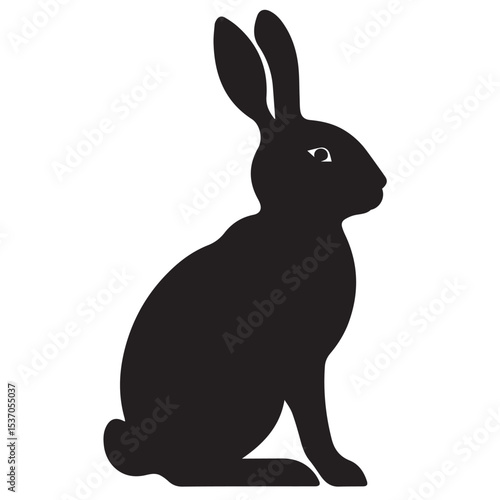 Black silhouette of a rabbit sitting sideways