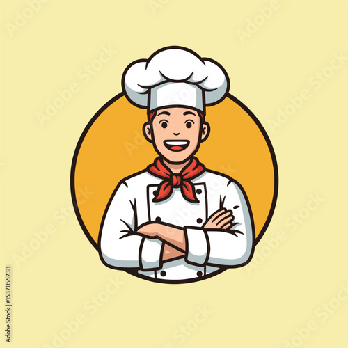 Retro style illustration of a smiling male chef