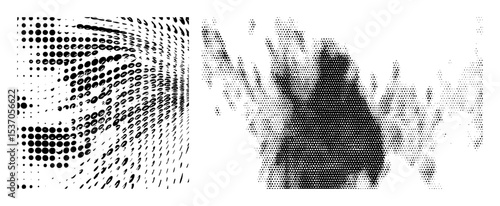 Vector Abstract halftone figure and dynamic dots composition.