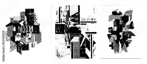 Vector Abstract geometric shapes create a dynamic fragmented composition.