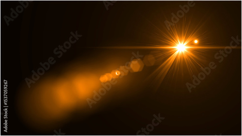 yellow lens flare star line burst effect