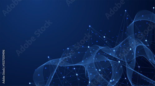 Global network connection concept. Big data visualization. Social network communication in the global computer networks. Internet technology. Business. Science. Vector illustration