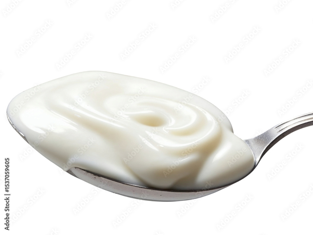 Spoonful of creamy yogurt isolated on transparent background Spoonful of creamy yogurt isolated on transparent background