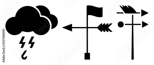 Vector Stormy weather with wind vane .