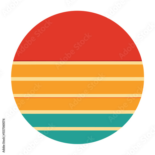Free Download Retro Striped Circle Design Red, Orange, Teal, and Beige Illustration with Flat Style - GFXLoad