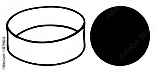 Vector Open cylindrical container with a detached lid .