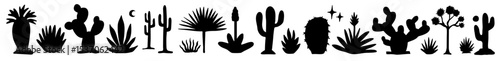 Desert plants collection, cactus set, hand drawn vector collection
