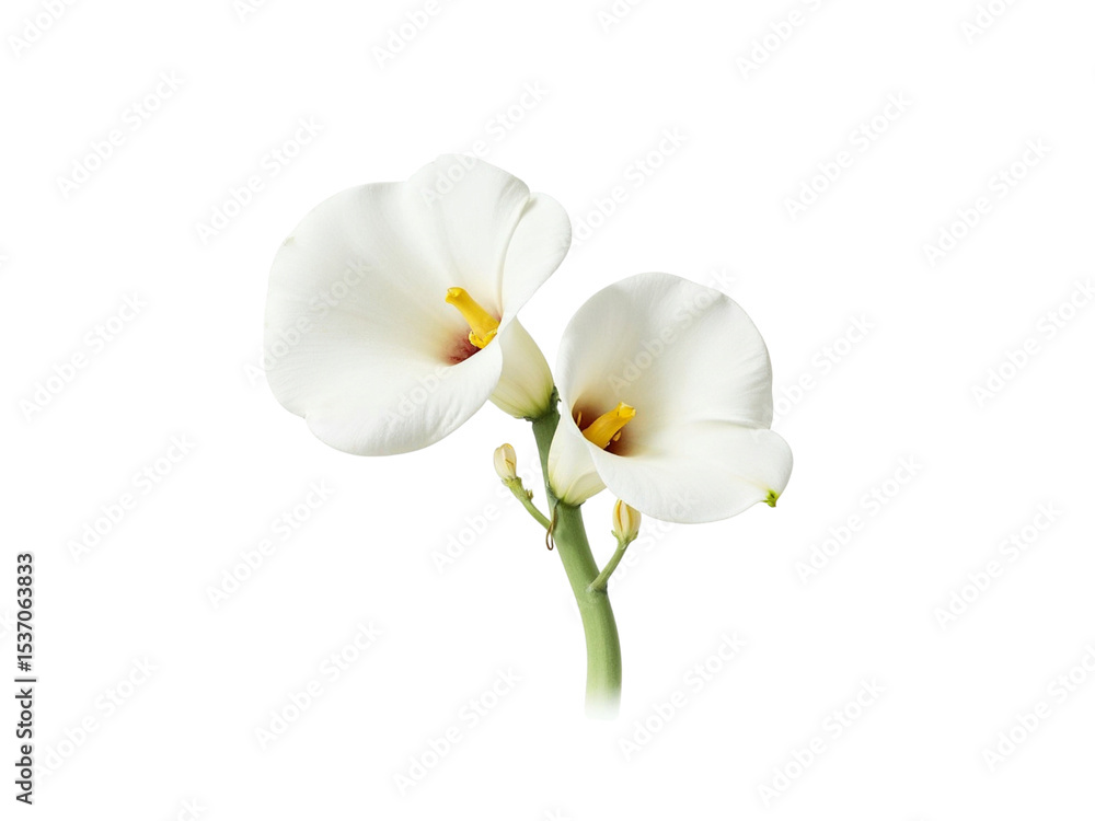 Obraz premium Two white calla lilies isolated on transparent background