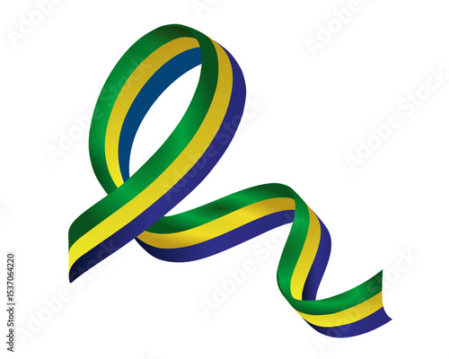 Fita Ondulada com Cores da Bandeira do Brasil – Verde, Amarelo e Azul Vector 