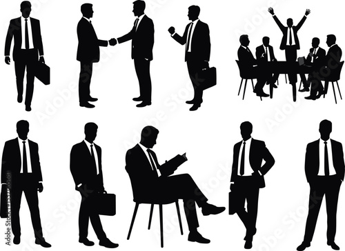 Collection of Businessman Silhouettes Elegant Professional Men in Suits for Presentations Designs