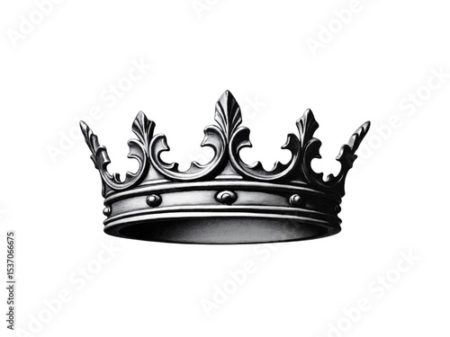 Silver king crown isolated on transparent background