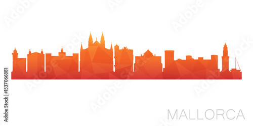 Mallorca, Spain Low Poly Skyline Clip Art City Design. Geometric Polygon Graphic Horizon Icon. Vector Illustration Symbol.