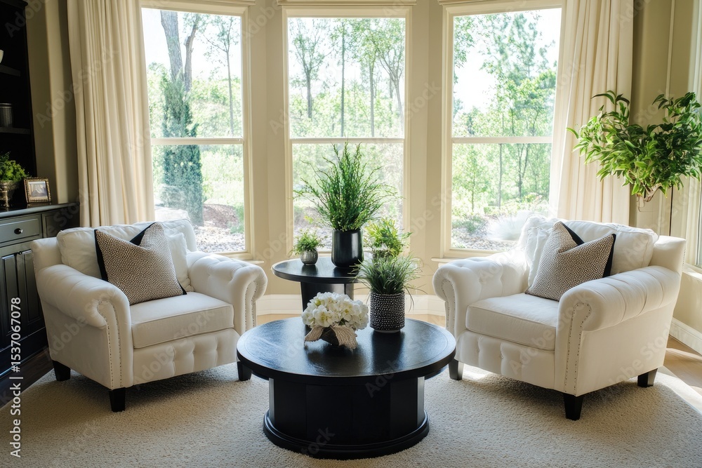 Fototapeta premium Cozy corner with bay windows