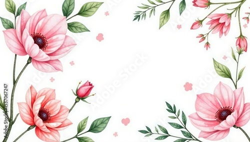 Delicate watercolor floral pattern on white background, flower pattern, elegant, flowers