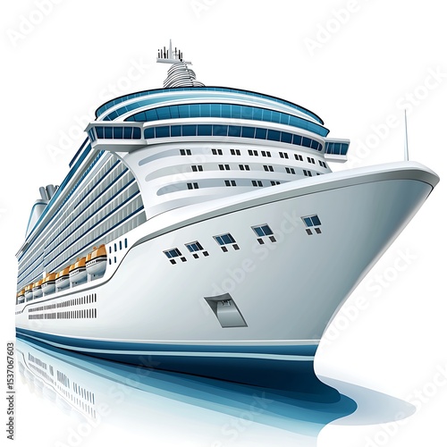 Wallpaper Mural Clipart of a majestic cruise ship with multiple decks and lifeboats sailing smoothly isolated on a pure white background symbolizing luxury sea voyages Torontodigital.ca