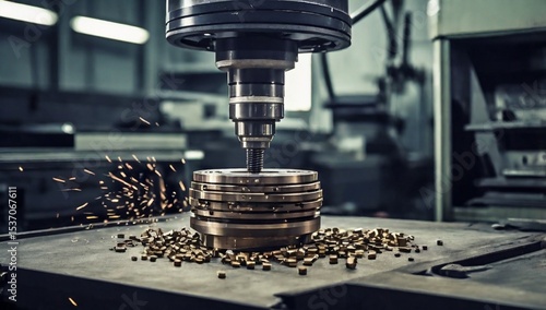 machine tool in metal factory with drilling cnc machines