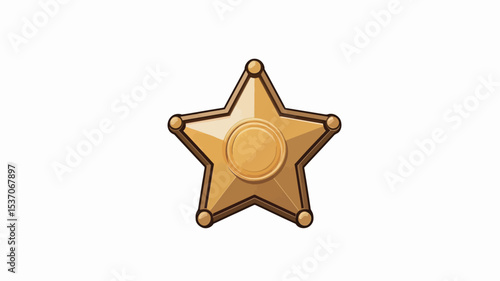 A digital illustration of a five-pointed sheriff's star badge. The badge is gold/yellow in color with a slightly darker gold center circle.  It has a cartoonish, simple style with a flat design.