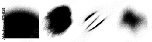Vector Abstract spray shapes with grainy texture.