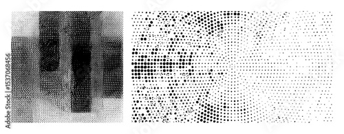 Vector Abstract portrait dissolving into dotted .