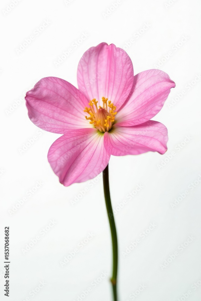 Fototapeta premium Delicate pink flower isolated on white background, flower, bloom, white