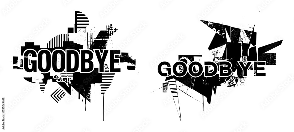 Obraz premium Vector Dynamic farewell typography with abstract vector elements.