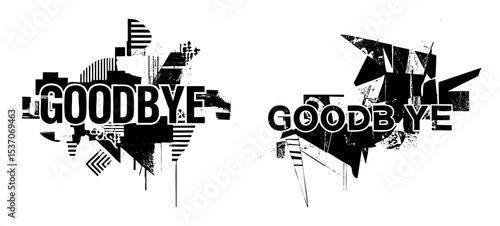 Vector Dynamic farewell typography with abstract vector elements.