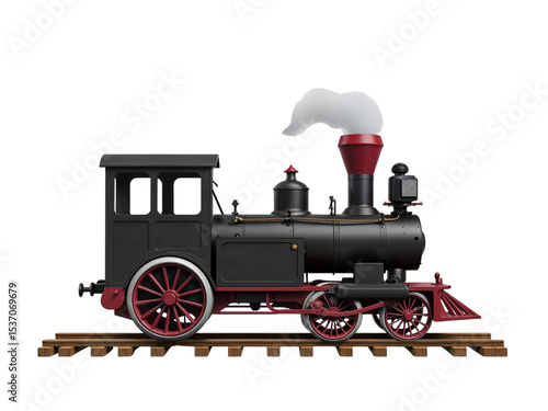Vintage steam train locomotive isolated on transparent background