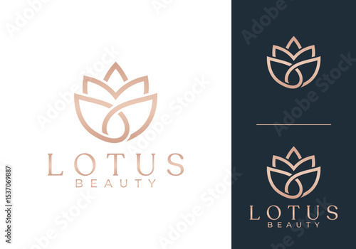 lotus and olive oil luxury spa beauty logo vector design concept