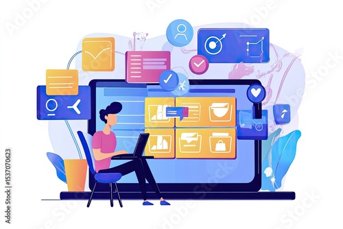 User interacting with a multi-functional software platform