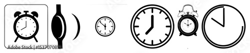 Vector Diverse collection of timekeeping devices illustrated as clean vector .