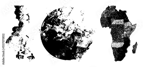 Vector Global continents featuring Africa Eurasia and a world globe.