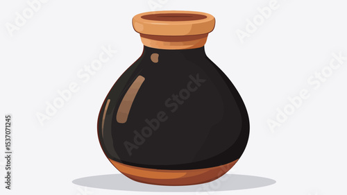 A digital illustration of a simple ceramic vase. The vase is predominantly black with an orange rim and base.  The style is cartoonish or simplistic, with a smooth, slightly glossy appearance. 
