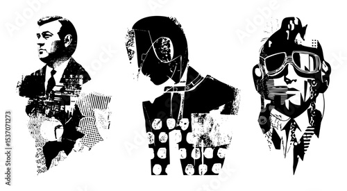 Vector Stylized portraits of individuals in bold vector designs.