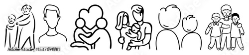Vector Family silhouettes depict loving parental bonds and childhood moments.