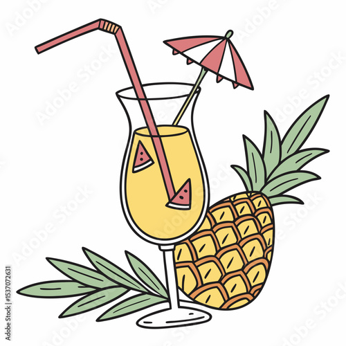 Summer cocktail pineapple drink tropical vacation