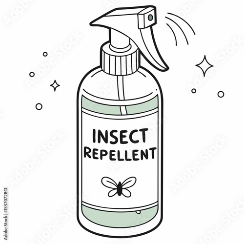 Insect repellent spray bottle cartoon illustration