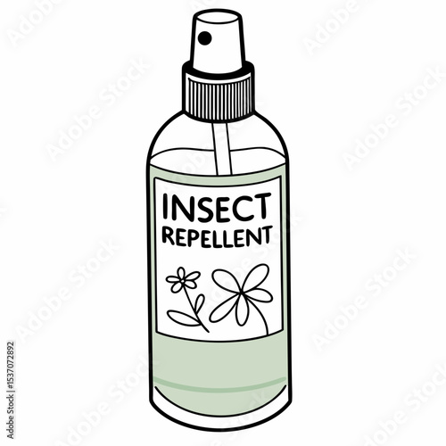 Natural insect repellent spray bottle illustration