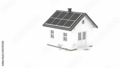 Wallpaper Mural A miniature white house with solar panels on the roof, isolated on a white background, showcasing sustainable energy. Torontodigital.ca