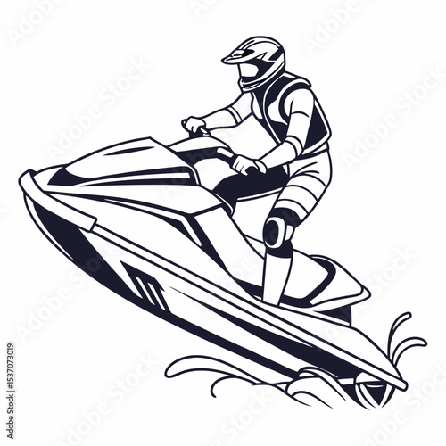 Professional jet ski rider vector illustration transparent background